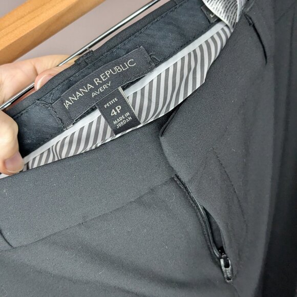 Banana Republc Avery Fit Wool Blend Cropped Pants Black Size 4 Petite - Picture 4 of 4